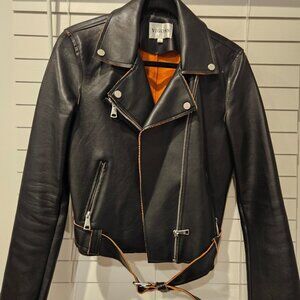 Vigoss Vegan Leather Moto Jacket Black- XS
